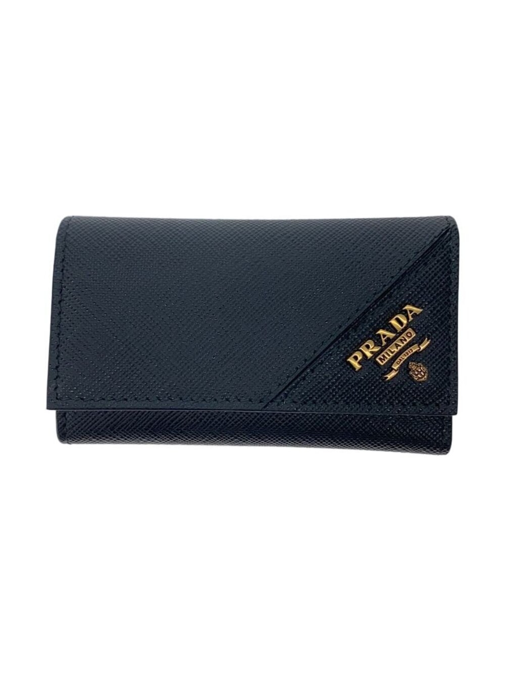 Prada Saffiano Leather Key Case Wallet Black